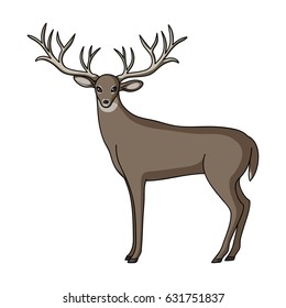 Elk is a forest wild animal. The elk has big horns. Moose is a cloven-hoofed animal.Animals single icon in cartoon style vector symbol stock illustration web.