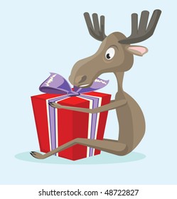 Elk with a gift box