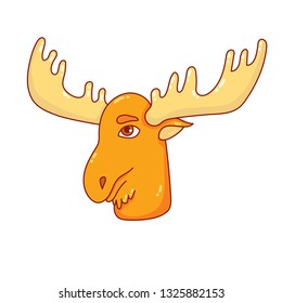 Elk head colorful cartoon portrait vector illustration