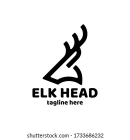 ELK HEAD LINE LOGO DESIGN VECTOR