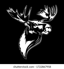 Elk head. Reindeer head isolated vector illustration. Wild animal. Hunting logo.