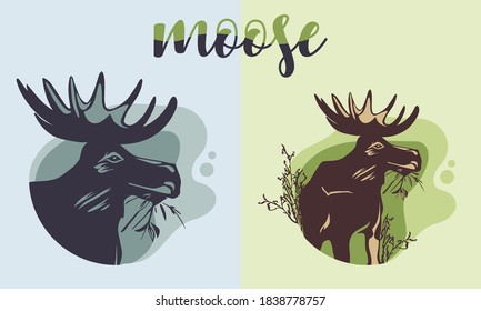 Elk head. Reindeer head isolated vector illustration. Wild animal. Animal protection logo.