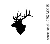 Elk head silhouette icon vector flat design.