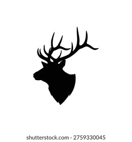 Alce cabeza silueta icono Vector diseño plano.