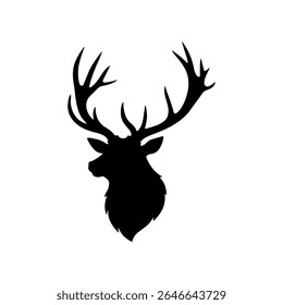 Elk head silhouette vector flat illustration design.