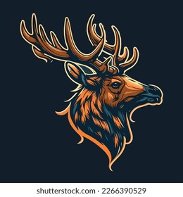 Elk head Vector Logo Icon Sports Mascot flat illustration