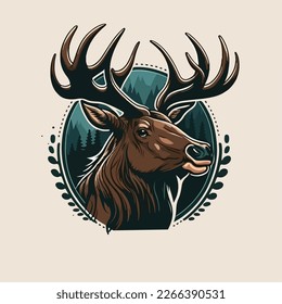 Elk head Vector Logo Icon Sports Mascot flat illustration