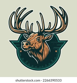 Elk head Vector Logo Icon Sports Mascot flat illustration