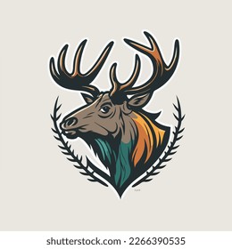 Elk head Vector Logo Icon Sports Mascot flat illustration