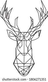 elk head vector straight outline

