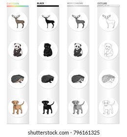 Elk, horns, panda, and other web icon in cartoon style.aAimal, domestic, wild, icons in set collection.