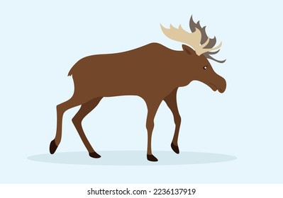 elk with huge antlers on a blue background