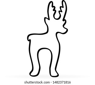 Elk icon. Deer stencil. Template logo design. Black vector silhouette deer with antlers on white background. Christmas symbol. Vector illustration.