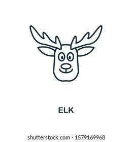 Elk icon. Line style element from christmas icon collection. Thin Elk icon for web design, apps, software, print usage.