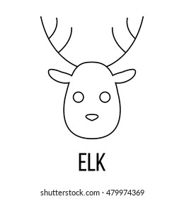 Elk icon or logo line art style. Vector Illustration.
