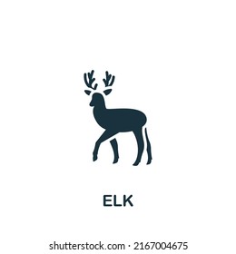 Elk Icon. Monochrome Simple Icon For Templates, Web Design And Infographics