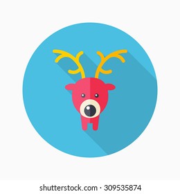 Elk icon, vector illustration. Flat design style with long shadow,eps10