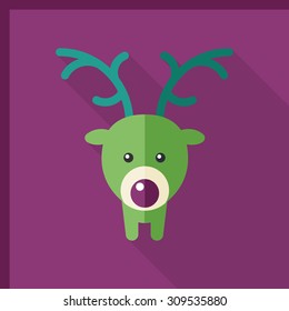 Elk icon, vector illustration. Flat design style with long shadow,eps10