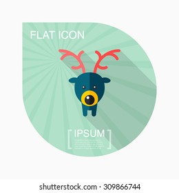 Elk icon, vector illustration. Flat design style with long shadow,eps10