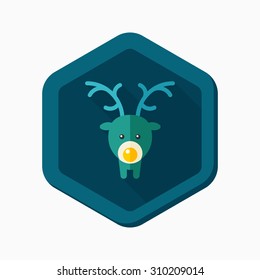 Elk icon, vector illustration. Flat design style with long shadow,eps10