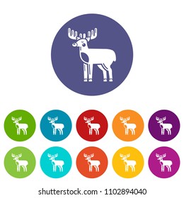 Elk icons color set vector for any web design on white background
