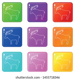 Elk icons set 9 color collection isolated on white for any design