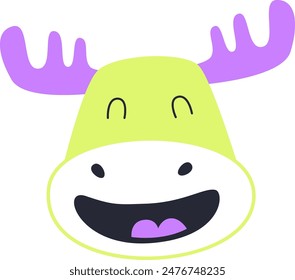 Elk Laughing Face Cartoon Vector Illustration
