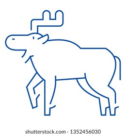 Elk line icon concept. Elk flat  vector symbol, sign, outline illustration.