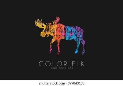 Elk logo. Color elk design. Creative logo