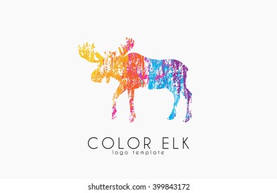 Elk logo. Color elk design. Creative logo