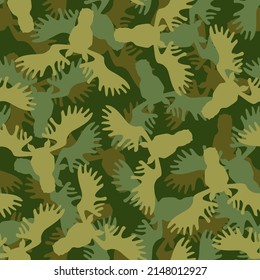 Elk military pattern seamless. Deer army background. hunting protective texture