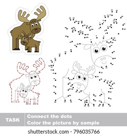 Elk Mom. Dot to dot educational game for kids.