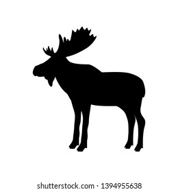 Elk moose bull mammal black silhouette animal. Vector Illustrator.