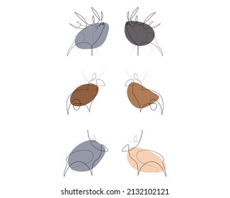 elk moose deer logo icon hand drawn line art