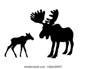 Elk moose mammal black silhouette animal