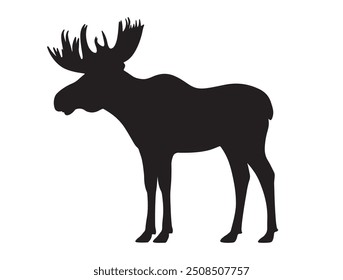 Elk or moose silhouette icon vector. Elk icon. Moose sign on white background. Elk meat badge. Hunt. silhouette of American elk 