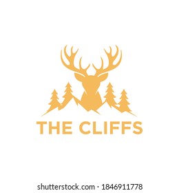 the elk mountain and pine tree vector logo designs inspiration