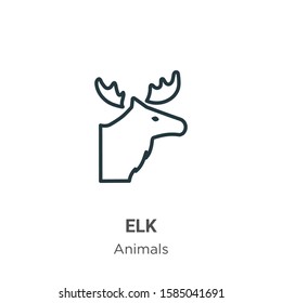 Elk outline vector icon. Thin line black elk icon, flat vector simple element illustration from editable animals concept isolated on white background