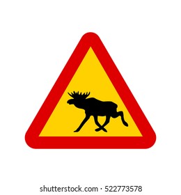 Elk road sign, Swedish elk warning sign