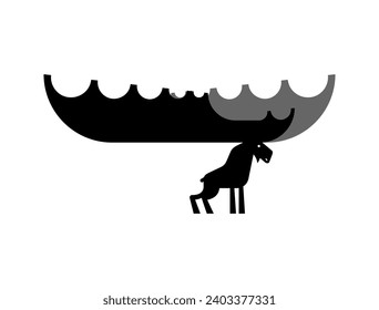 Elk sign icon. Large animal with branchy wide horns.