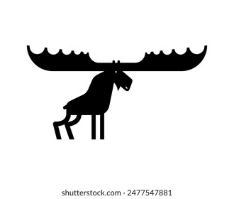 Elk sign icon. Large animal with branchy wide horns.