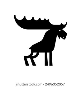 Elk sign icon. Large animal with branchy wide horns.