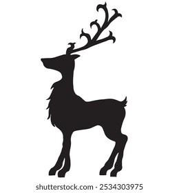 Elk silhouette animal black and white vector antlers mammal golden