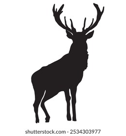 Silhueta de alce animal preto e branco vetor antlers mamífero dourado