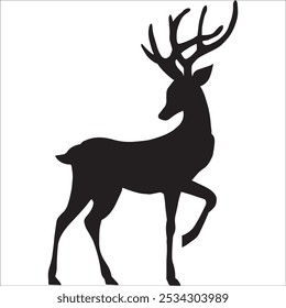 Elk silhouette animal black and white vector antlers mammal golden