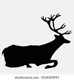 Elk silhouette animal black and white vector antlers mammal golden