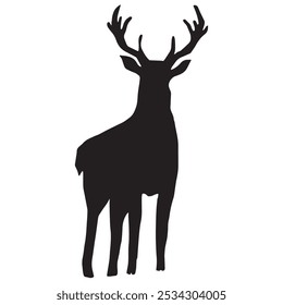 Elk silhouette animal black and white vector antlers mammal golden