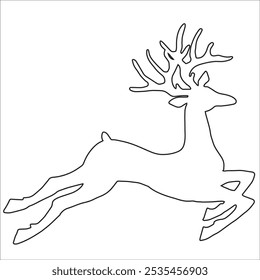 Elk silhouette animal black and white vector antlers mammal lines