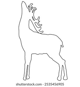 Elk silhouette animal black and white vector antlers mammal lines