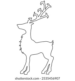 Elk silhouette animal black and white vector antlers mammal lines